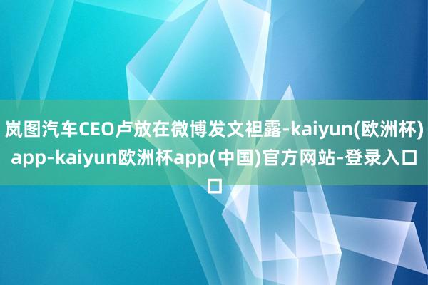 岚图汽车CEO卢放在微博发文袒露-kaiyun(欧洲杯)app-kaiyun欧洲杯app(中国)官方网站-登录入口