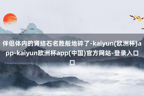 伴侣体内的肾结石名胜般地碎了-kaiyun(欧洲杯)app-kaiyun欧洲杯app(中国)官方网站-登录入口