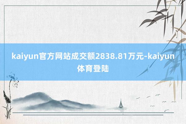 kaiyun官方网站成交额2838.81万元-kaiyun体