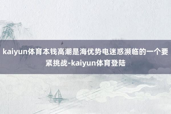 kaiyun体育本钱高潮是海优势电迷惑濒临的一个要紧挑战-kaiyun体育登陆